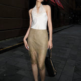 Sanguan's Same 2024 Retro Fashion Lace Vest Half-Dress Three-Piece Set