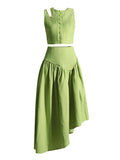 2025 New Folded Holed Blouse Irregular Skirt Dress Suit