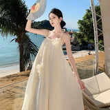 New Seaside Tour Slings Bare Back Gentle Wind Holiday To Take Pictures Beach Dress Long Dress Summer