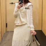 Knitted Woolen Cardigan 2024 Autumn And Winter New Sweet Tying Coat