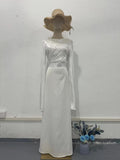 2024 Splicing Glass Yarn Sleeve Long Lint Repair Dress