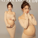 New Film Studio Pregnant Women's Clothing Big Belly Knitting Set Sexy Home Style Photography Art Photos At Home Maternity