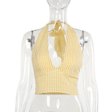 Holiday Breeze Hottie Sexy Hanging Neck Folding Vest Woman 2025 Summer New Trend Blouse DJPT