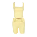 Square Collar Sling Short Suit 2025 Summer New Casual Women's Fashion DJPT