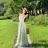 Holiday Wind And Flowers Hanging Dress Fairy Summer Dress Design Super Fairy Temperament Long Dress