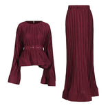 Retro High-End Two Sets Of 2025 Spring New Horn Lotus Side Top High Waist Half-Body Skirt Set