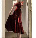 Sheath Spaghetti Straps Burgundy Holiday Dress Birthday Dresses Birthday Outfit SD1300 HZ0628