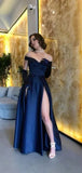 Off-shoulder Sleeveless Mermaid Satin Evening Prom Dresses SD1588