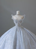 Ball Gown Strapless Neckline Sequin Light Sky Blue Long Wedding Dresses Brides Dress SD1656 HZ0628