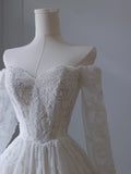 A line Off The Shoulder White Lace Long Wedding Dresses Brides Dress SD1660 HZ0628