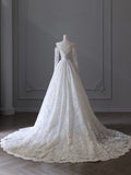 A line Off The Shoulder White Lace Long Wedding Dresses Brides Dress SD1660 HZ0628