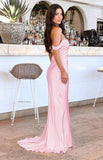 Off The Shoulder Floor-length Satin Pink Evening Dress Prom Dresses SD2013