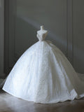 Ball Gown Sweetheart Sequin White Wedding Dresses Brides Dress SD2340 HZ0628