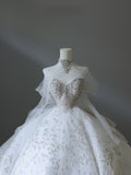 Ball Gown Sweetheart Neckline Sequin Long Sleeves Wedding Dress Bridal Dresses SD2488 HZ0628