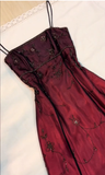 A line Spaghetti Straps Burgundy Beads Long Prom Dress SD2703 HZ0628