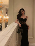 Sheath Spaghetti Straps Sleeveless Black Velvet Prom Dresses Birthday Outfits SD654 HZ0628