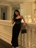 Sheath Spaghetti Straps Sleeveless Black Velvet Prom Dresses Birthday Outfits SD654 HZ0628