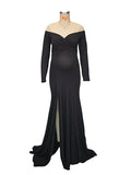 Side Split Mermaid Off Shoulder Bodycon Photoshoot Maternity Maxi Dress Maternity