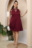 Size Cutout Round Neck Sleeveless Dress DJPT