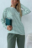 Neck Striped Dropped Shoulder T-Shirt DJPT