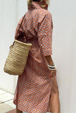 Button Up Three-Quarter Sleeve Dress DJPT