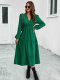 Neck Long Sleeve Midi Dress DJPT
