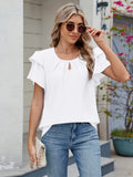 Neck Ruffled Layered Sleeve Blouse DJPT