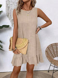 Hem Round Neck Sleeveless Dress DJPT