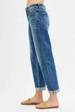 Full Size Mid Rise Boyfriend Roll Up Jeans Plus Size DJPT