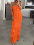 Off Shoulder Bandeau Ruffle Falbala Bodycon Baby Shower Cute Maternity Maxi Dress Maternity