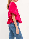 Sleeve Peplum Blouse DJPT
