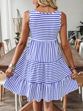 Striped Tiered Ruffle Tank Dress DJPT
