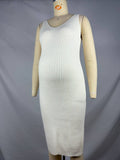 White Knitting V-Neck Bodycon Two Pieces Cardigan Elegant Baby Shower Maternity Maxi Sweater Dress Maternity