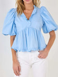 Sleeve Peplum Blouse DJPT