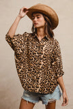 Leopard Prints Overseized Short Sleeves Top DJPT