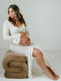 Ivory Sheer Ruffle Cut Out Crop Slit Falbala Deep V-neck Mermaid Elegant Maternity Photoshoot Maxi Dress Maternity