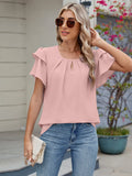 Neck Ruffled Layered Sleeve Blouse DJPT
