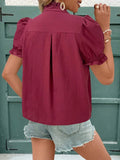 Frill Notched Short Sleeve Blouse DJPT