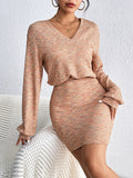 Lace Detail V-Neck Mini Dress DJPT