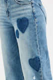 Full Size Mid Rise Fit-boyfriend Heart Shade Jeans Plus Size DJPT