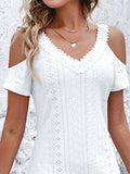 Shoulder Short Sleeve Eyelet Mini Dress DJPT