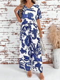 V-Neck Top and Wide Leg Pants Set DJPT