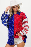 American Flag Sequin Snap Down Shirt DJPT