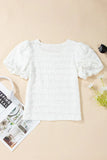 Lace Trim Bubble Sleeve Blouse DJPT