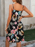 Size Printed V-Neck Cami Dress DJPT