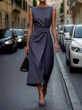 Neck Sleeveless Midi Dress DJPT