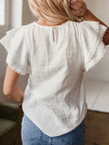 Layered Ruffled Flutter Sleeve Blouse DJPT