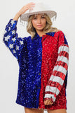 American Flag Sequin Snap Down Shirt DJPT