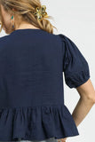 Tie Front Puff Sleeve Blouse DJPT