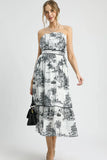 Printed Tiered Tube Midi Dress DJPT